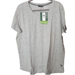 L.L. Bean Women Beyond Soft Knit Crewneck Tee XL‎ NWT Gray Heather Casual Basic